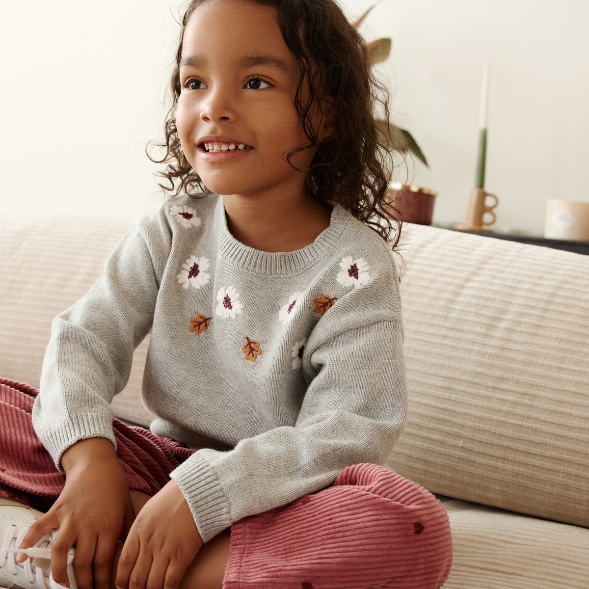 Pull enfant en tricot Aimée gris, PETIT BEGUIN