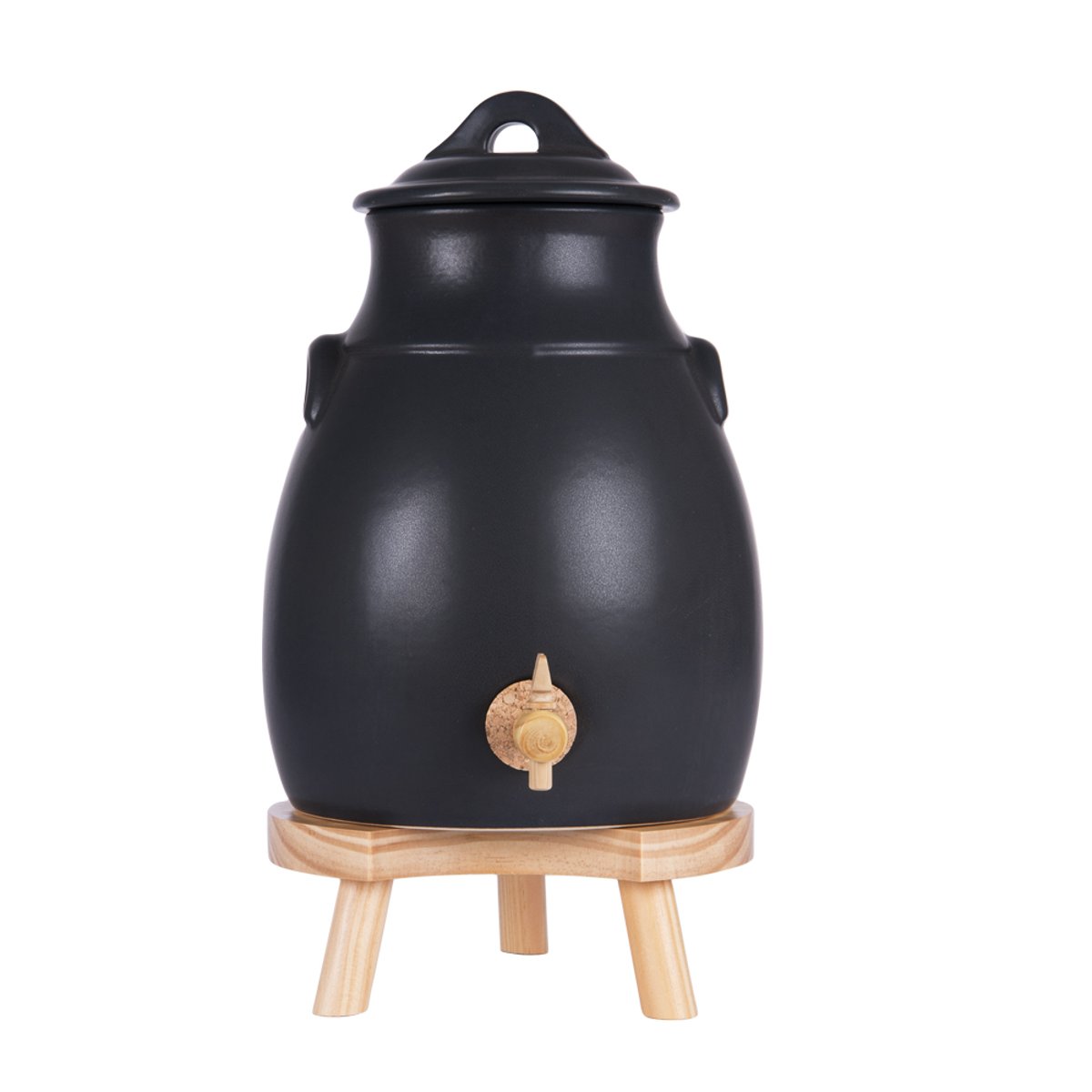 Vinaigrier en grès 3,5l sur socle bois gris, TABLE PASSION
