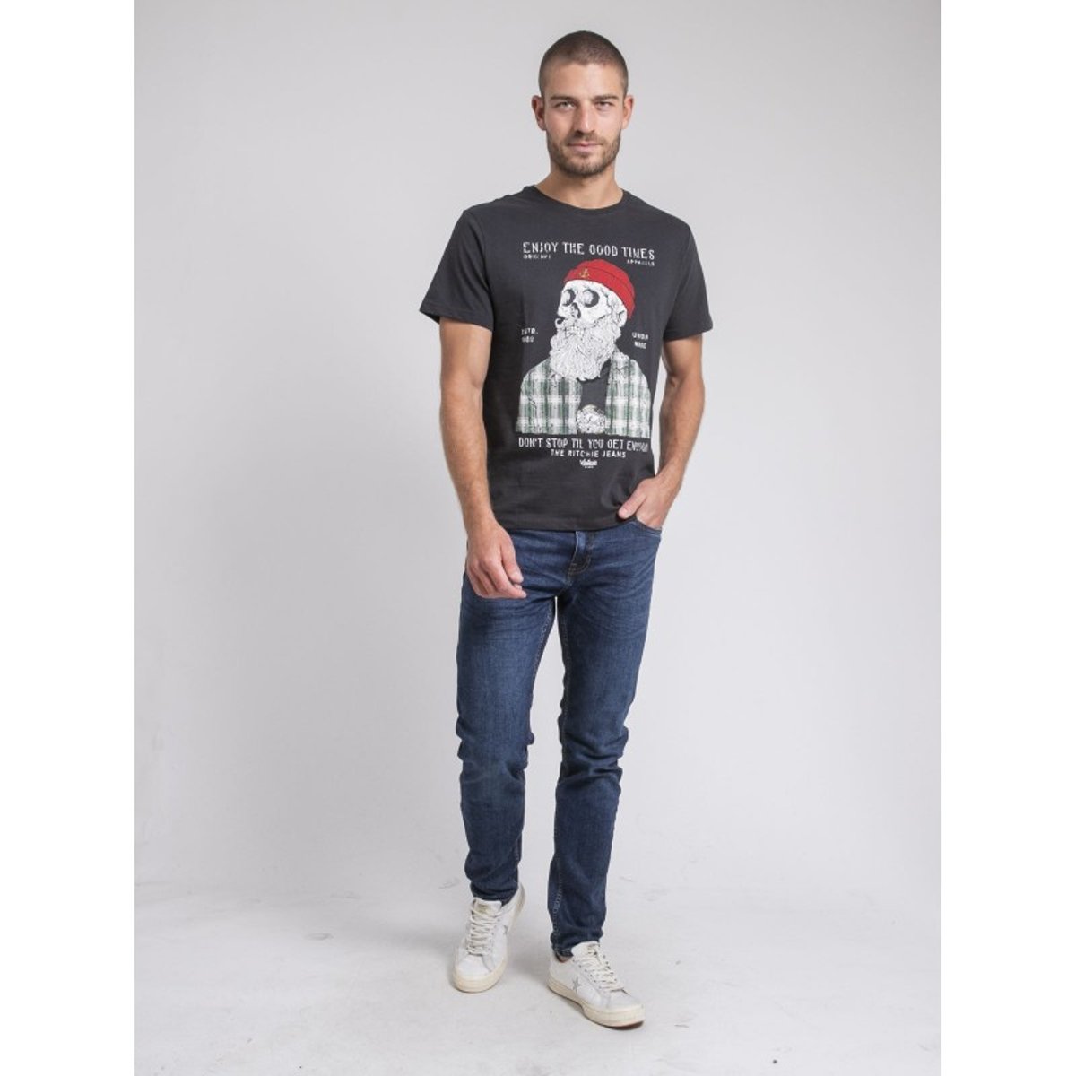 T-shirt Col Rond Pur Coton Jorustix gris, RITCHIE