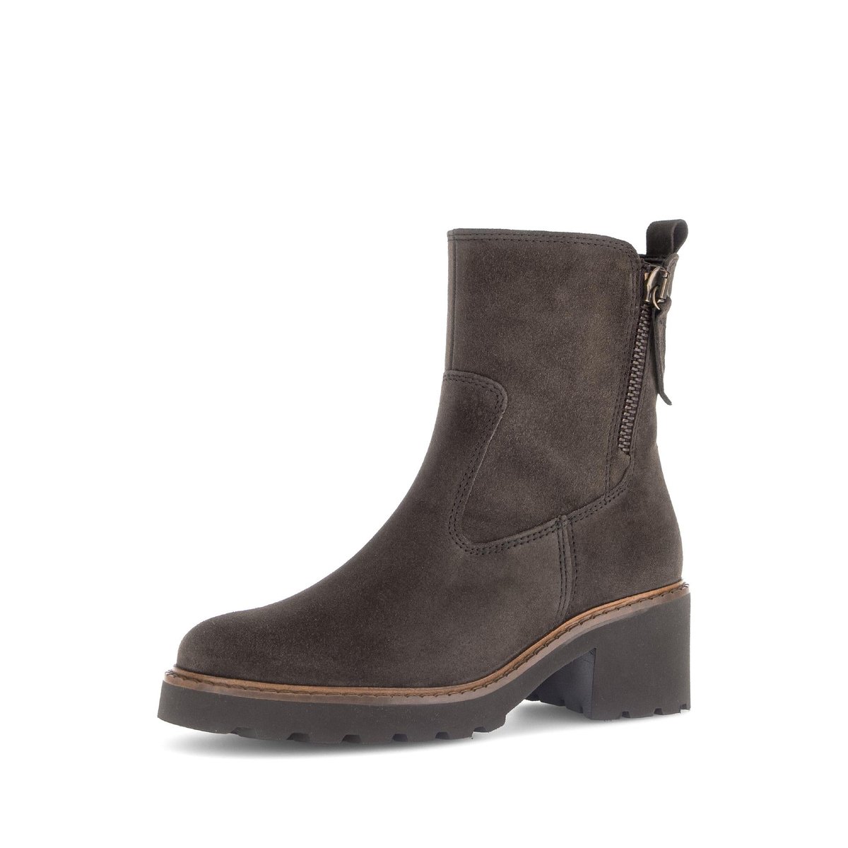 Bottines en cuir à talon décroché marron, GABOR