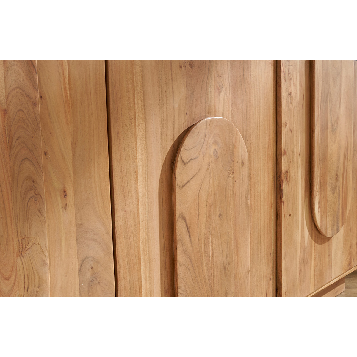 Buffet en bois massif gravé 3 portes L160 cm ARK bois brut, MILIBOO