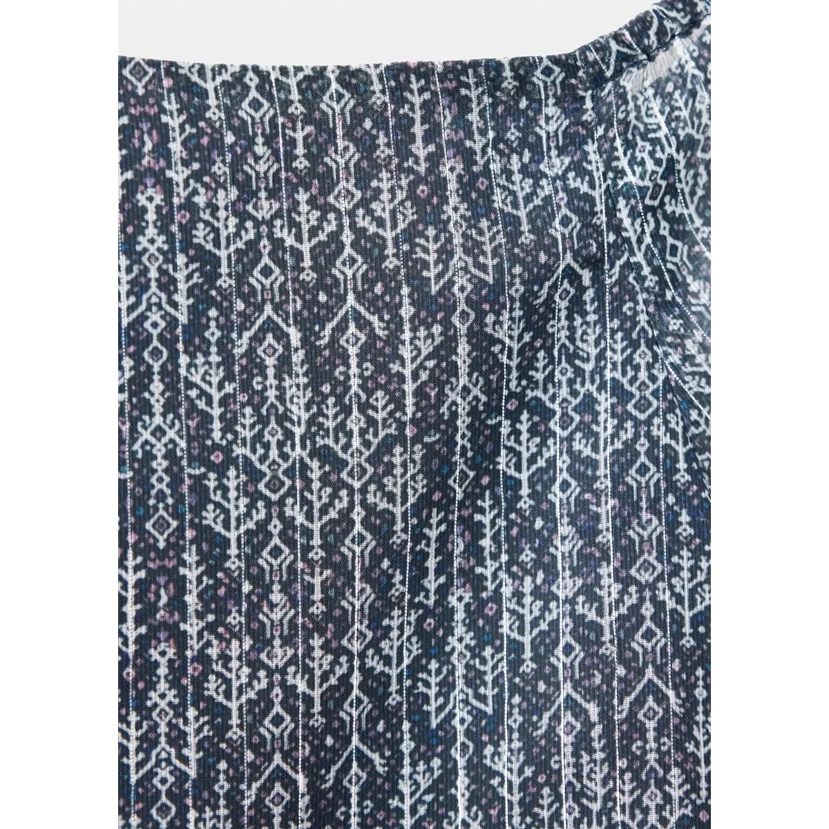 Chemise courte brillante à motifs géométriques bleu marine, MANGO TEEN