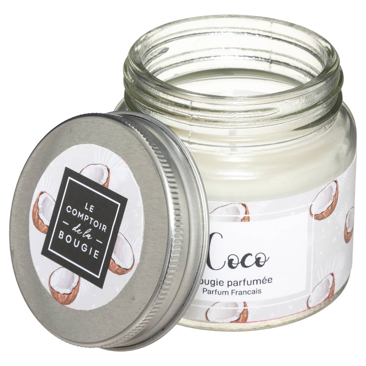 Bougie parfumée noixde coco blanc, ATMOSPHERA