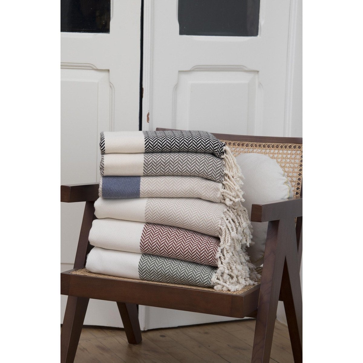 Plaid coton LIV bleu marine, FEBRONIE