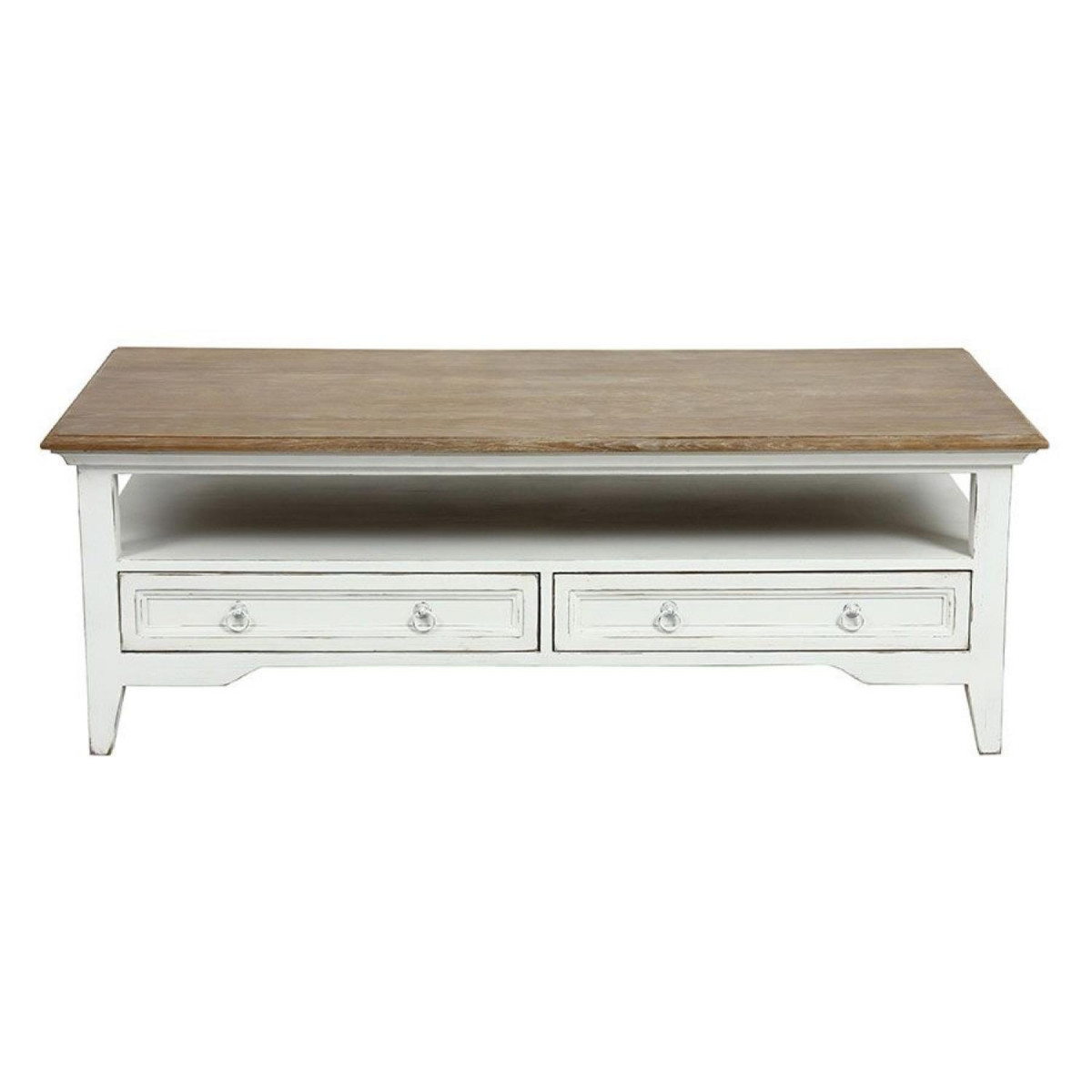 Table basse rectangulaire 2 tiroirs - blanc, INTERIOR'S