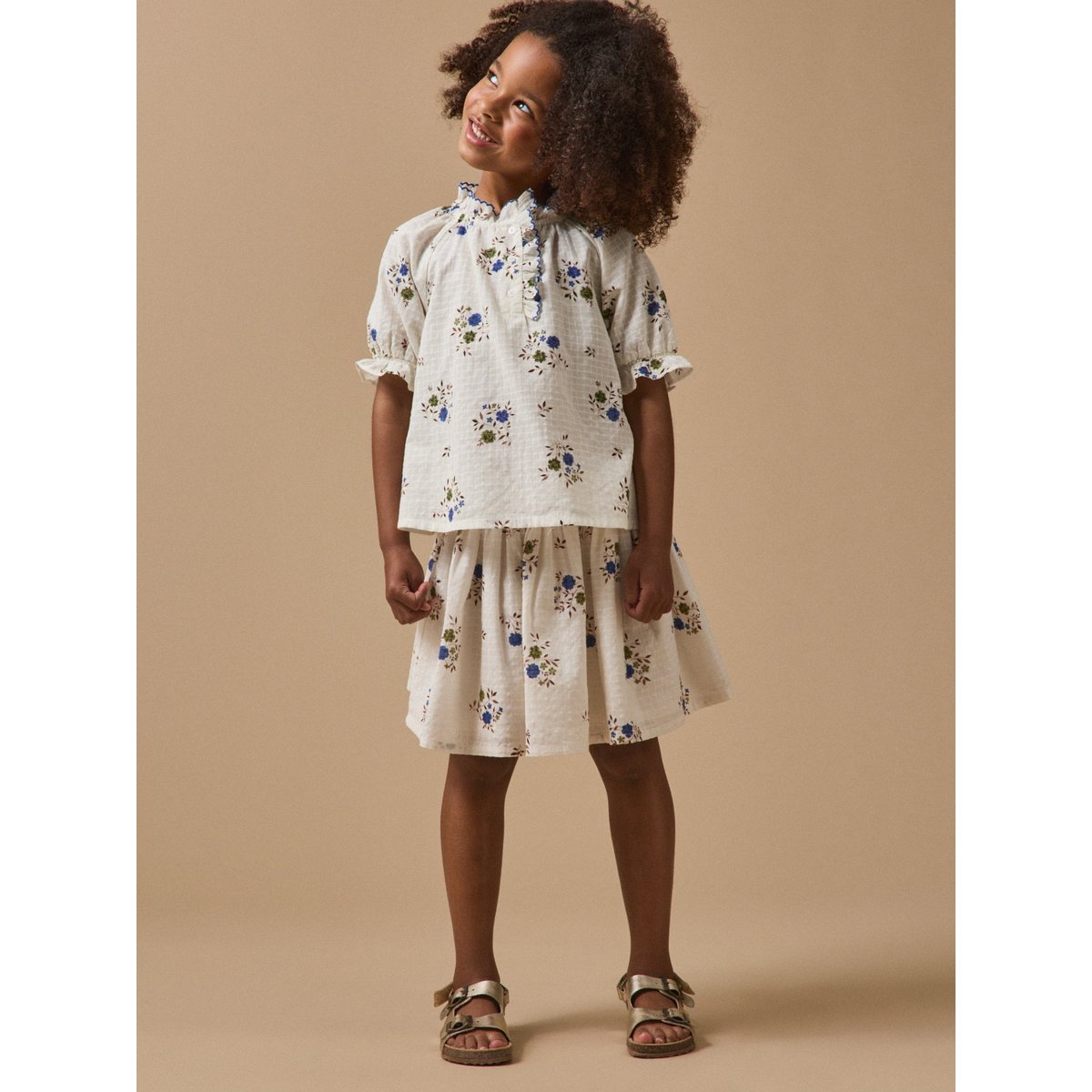 Blouse coton dobby imprimée imprimé rosa blue, CYRILLUS