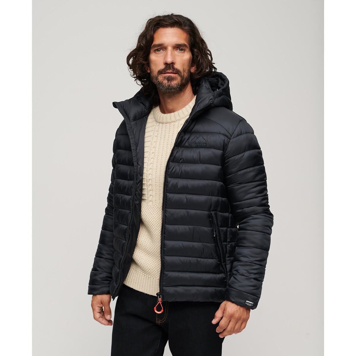 Doudoune matelassée à capuche Fuji Sport bleu foncé, SUPERDRY