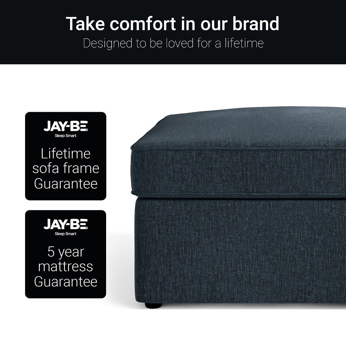 Jay-Be® Cosy Chenille Footstool Sofa Bed with Comfort Mattress cobalt, JAY-BE
