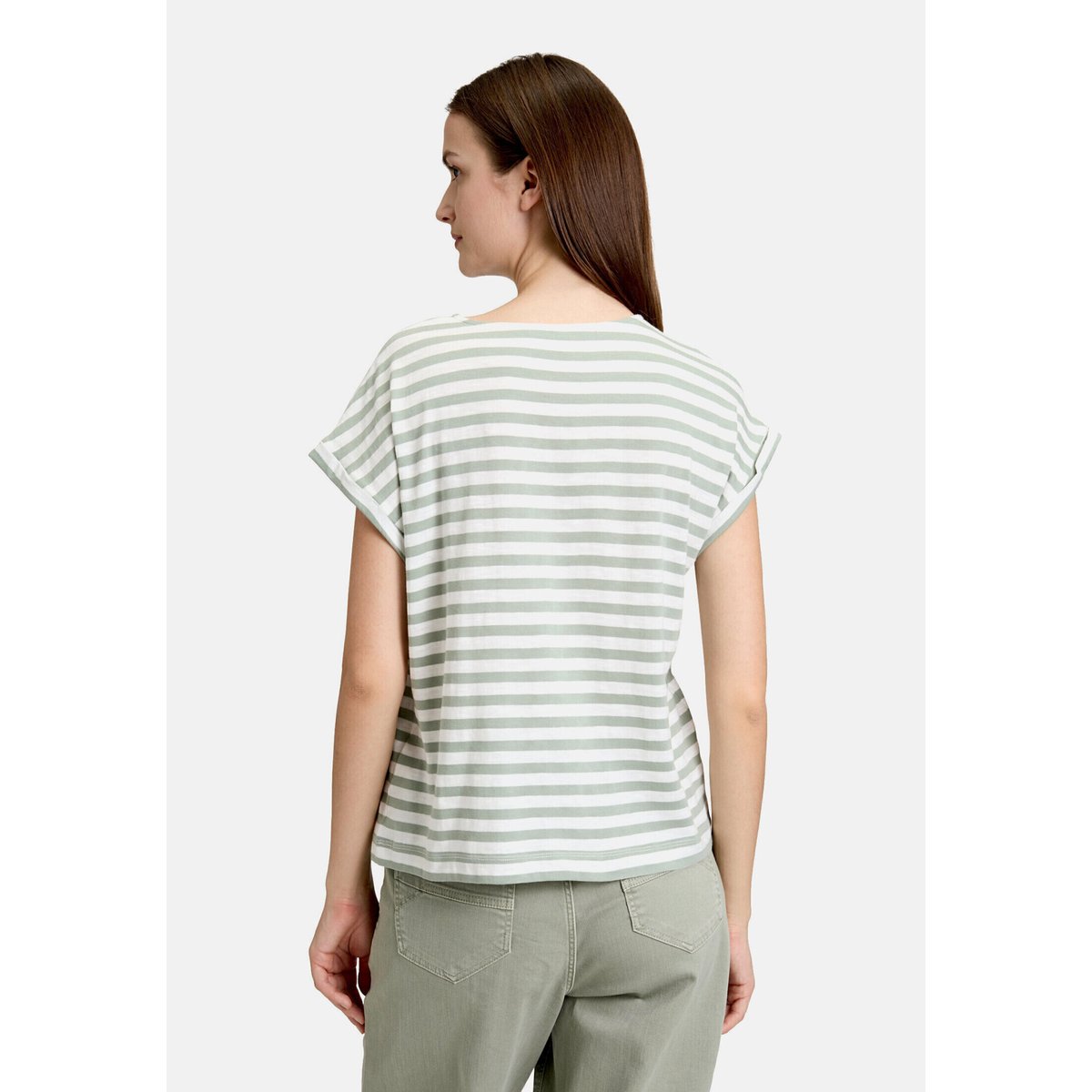 T-shirt à rainures à encolure ronde cream/green, BETTY & CO