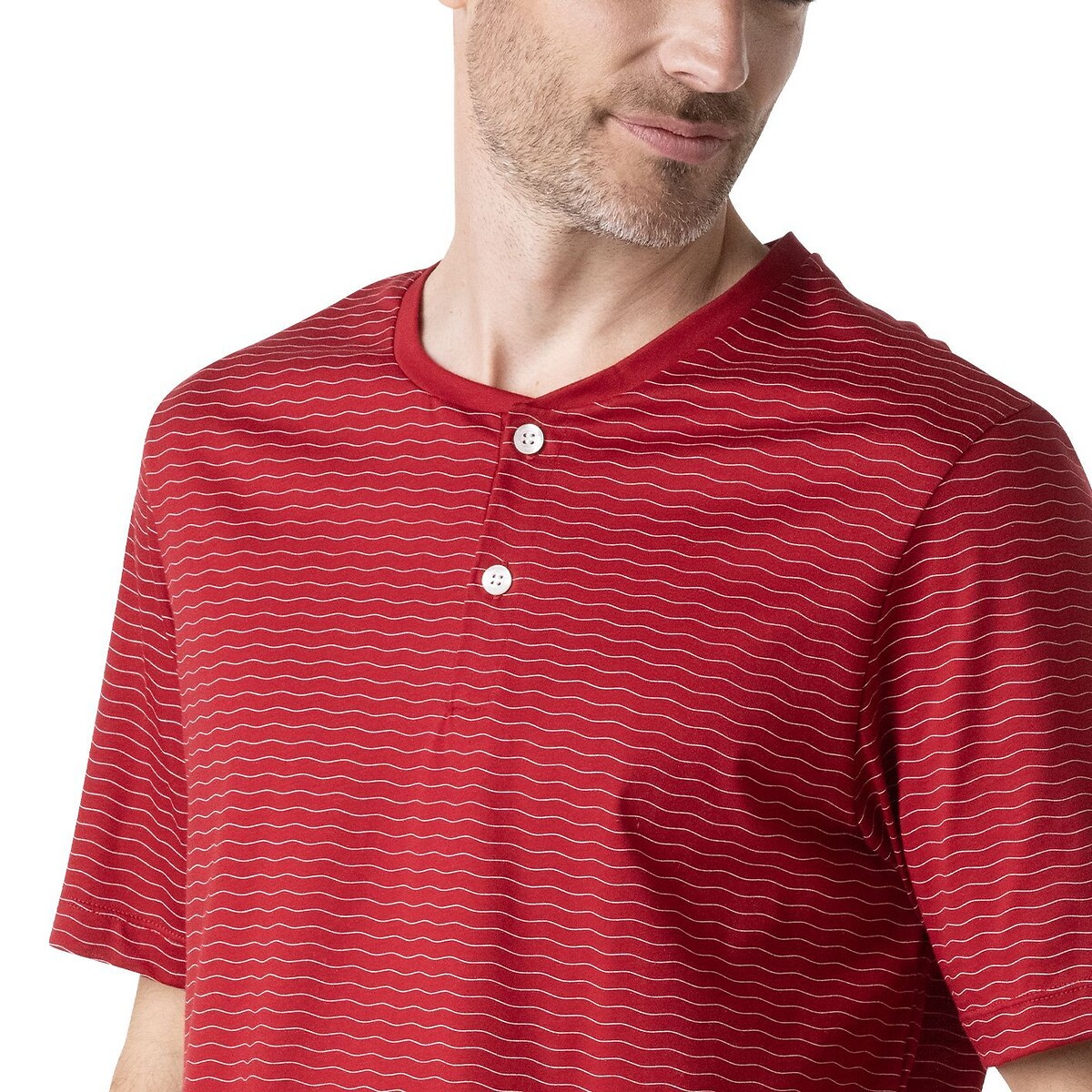 Pyjama court homme Mercerisé Eminence rouge/bleu marine, EMINENCE