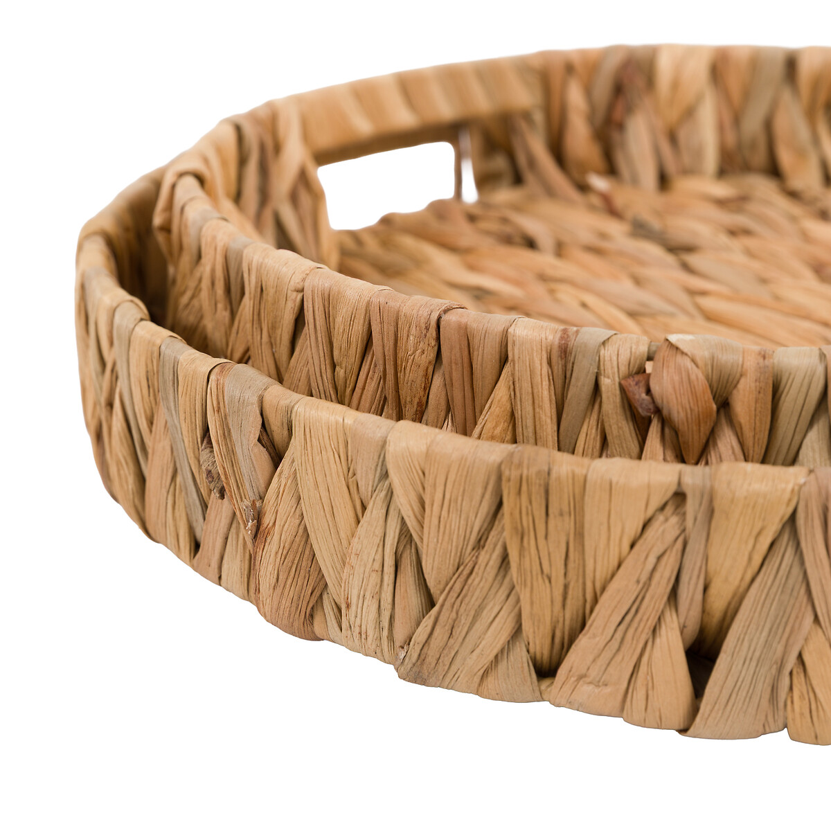 Set of 2 Wye Woven Round Trays in Natural brown , ÉDITÉ
