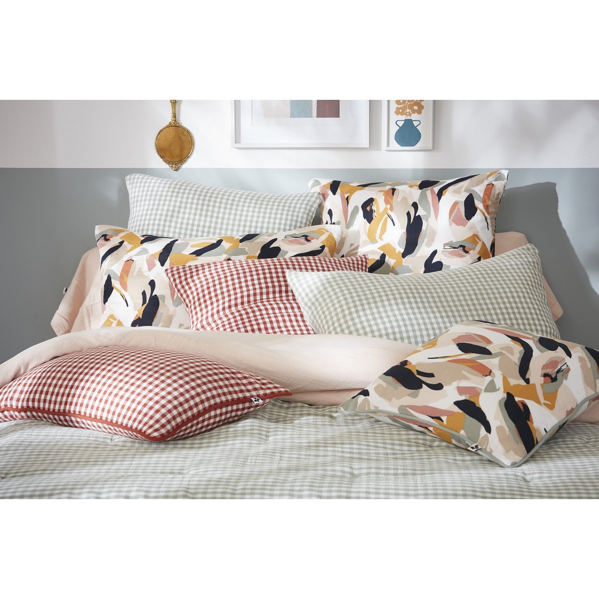 Taie doreiller en gaze de coton Julia beige, EDEN