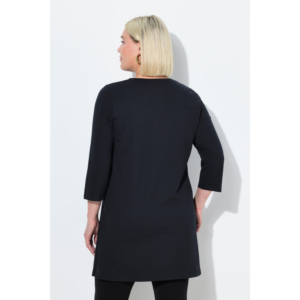 T-shirt long coupe évasée noir, ULLA POPKEN
