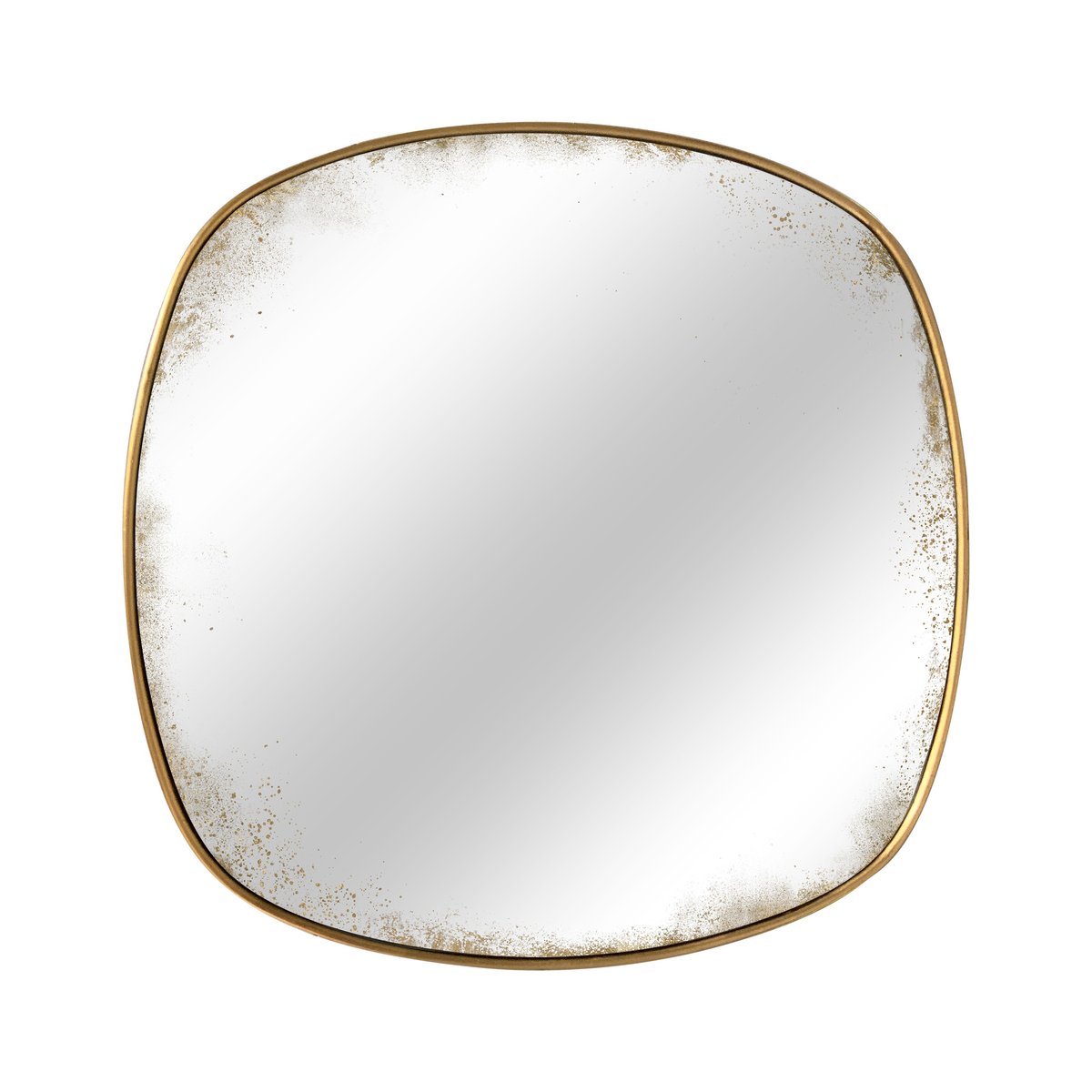 Miroir carré aux bords arrondis effet vieilli 60 x 60 cm or, EMDE
