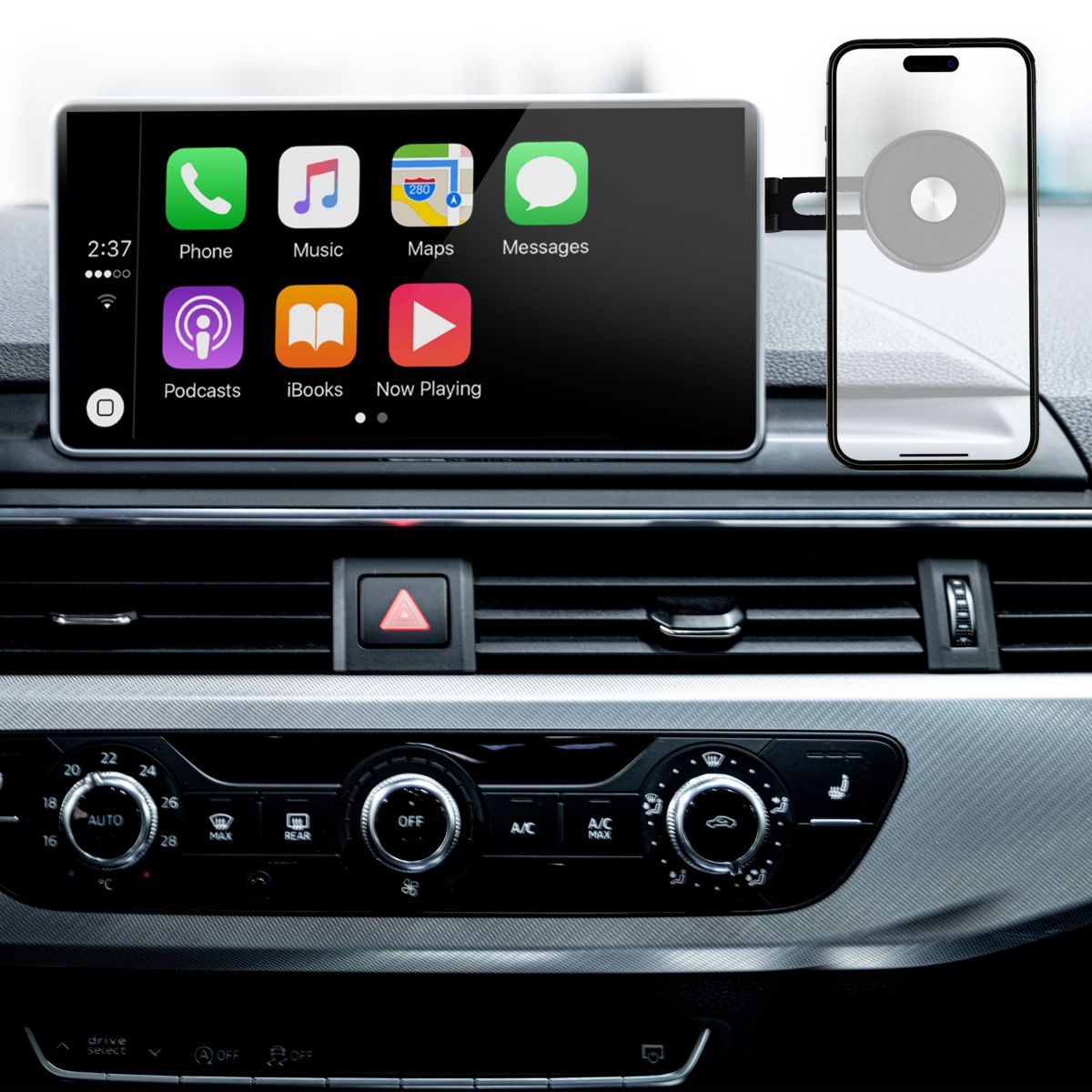 Support smartphone Voiture tableau de bord aimanté noir couleur unique, TNB