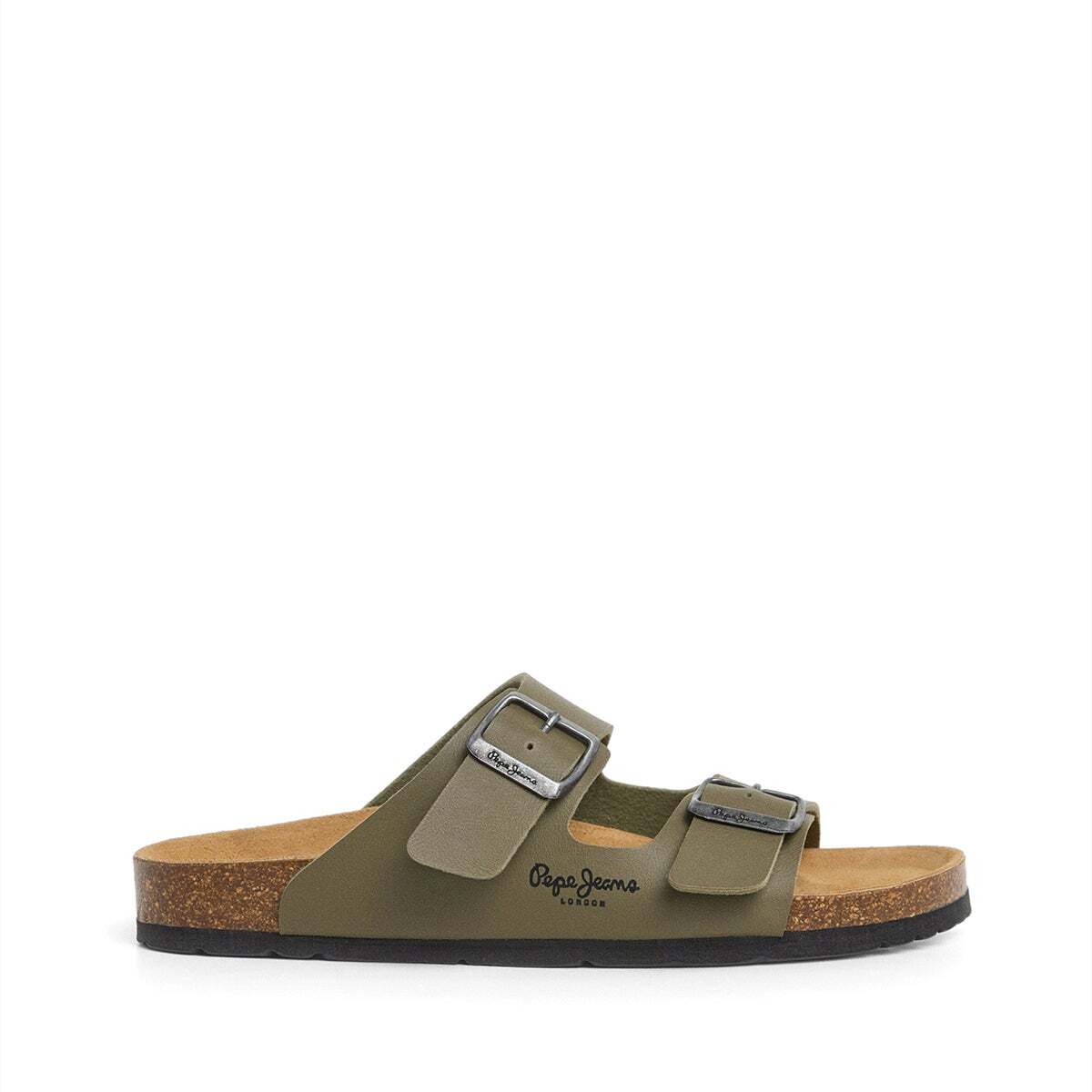 Sandales À Double Boucle vert kaki forêt, PEPE JEANS