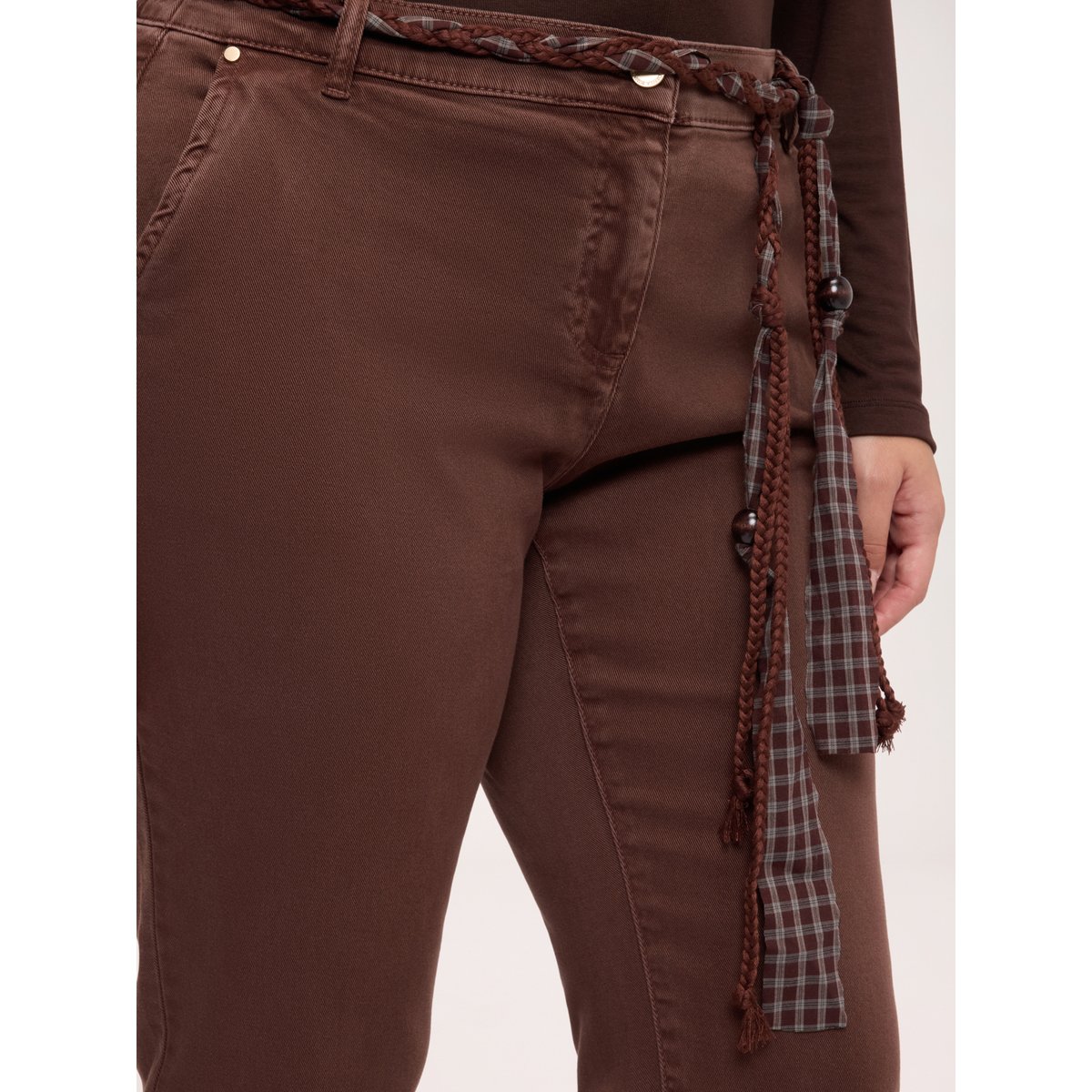 Pantalon chino avec ceinture marron, FIORELLA RUBINO