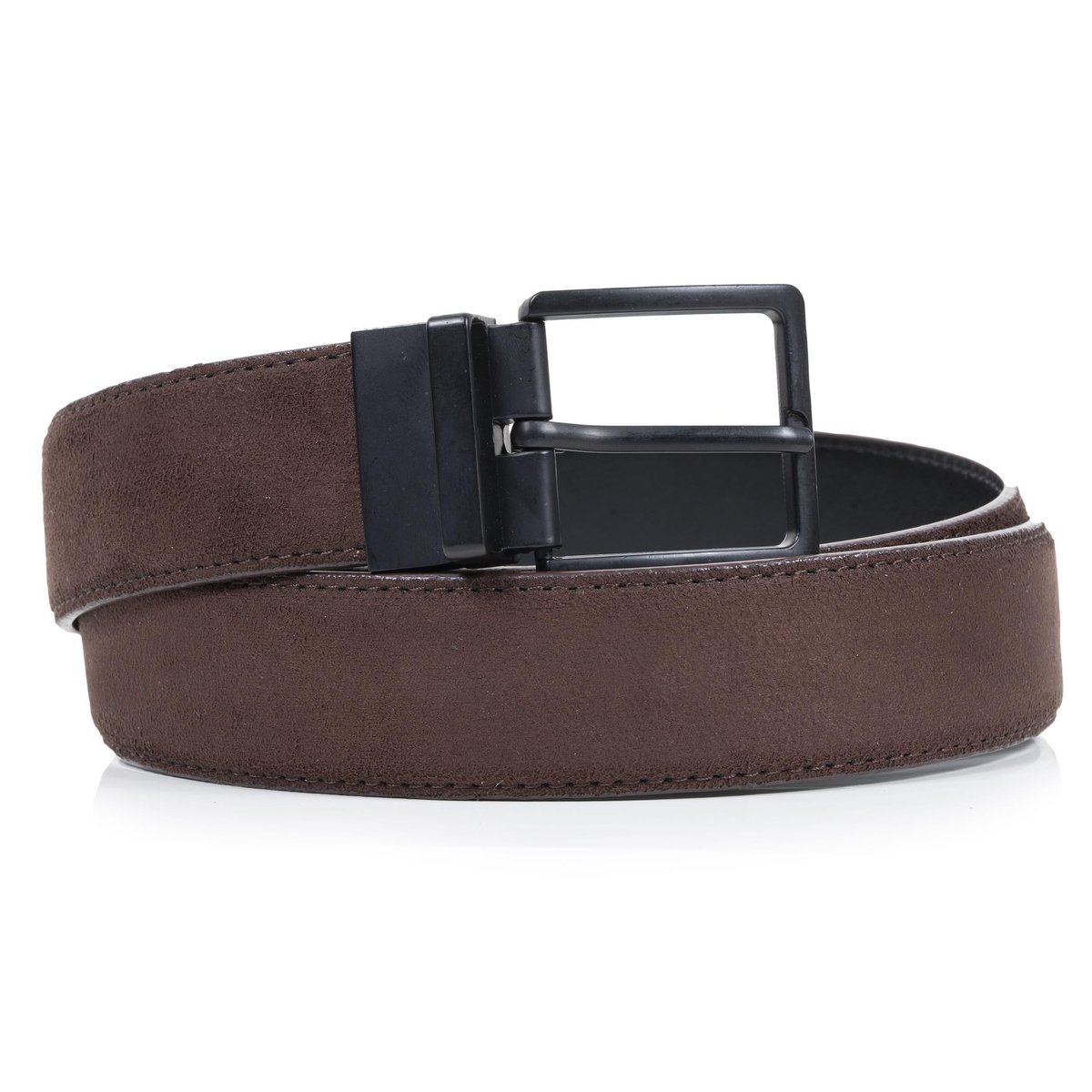Ceinture cuir et synthétique réversible noir/marron, ISOTONER