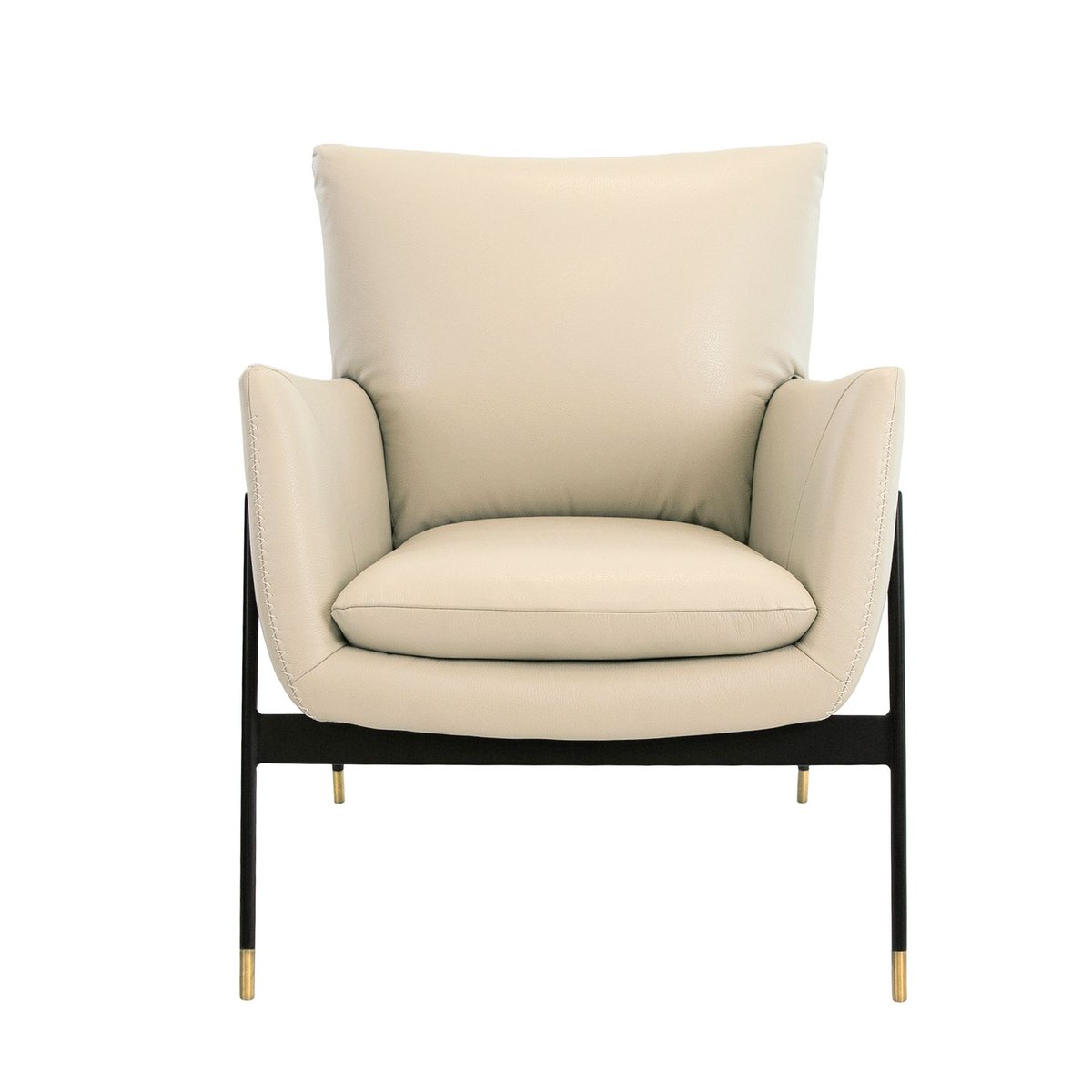Fauteuil en cuir gris perle gris perle | noir, ANGEL CERDA