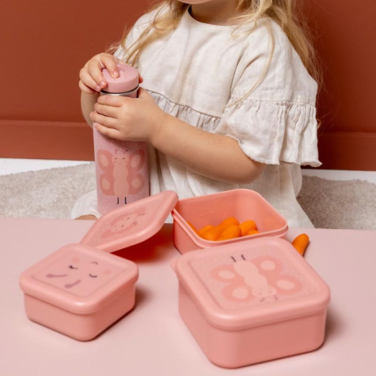Lot de 3 boîtes à goûter rose, blanc, noir, TRIXIE