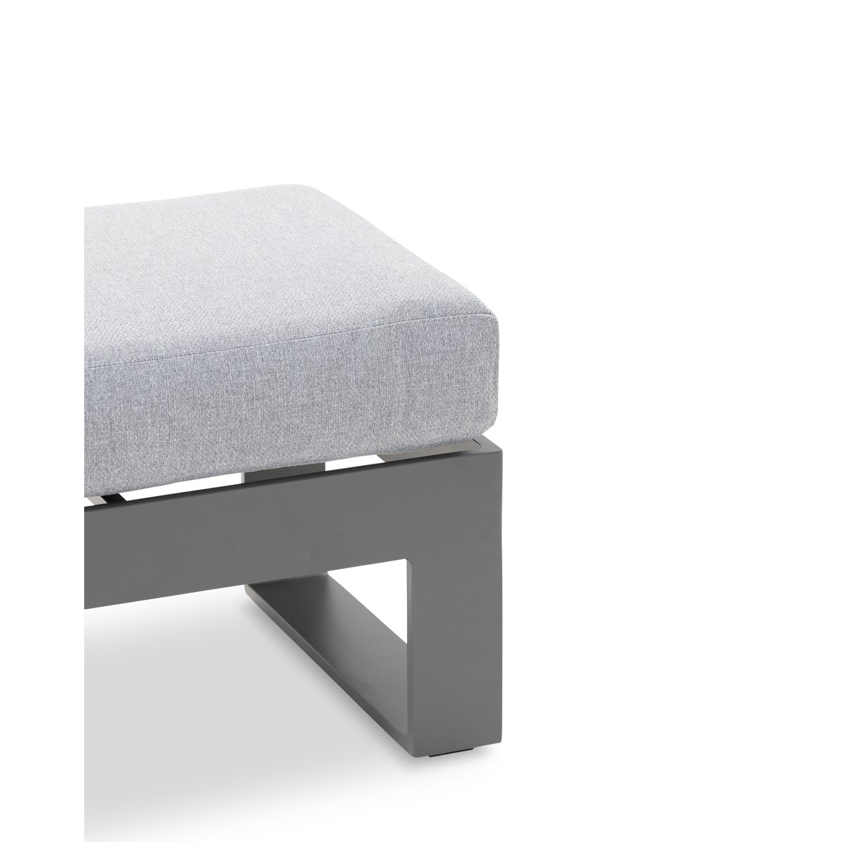 Repose-pied aluminium, MANHATTAN gris anthracite, coussin gris, DEFORA HOME