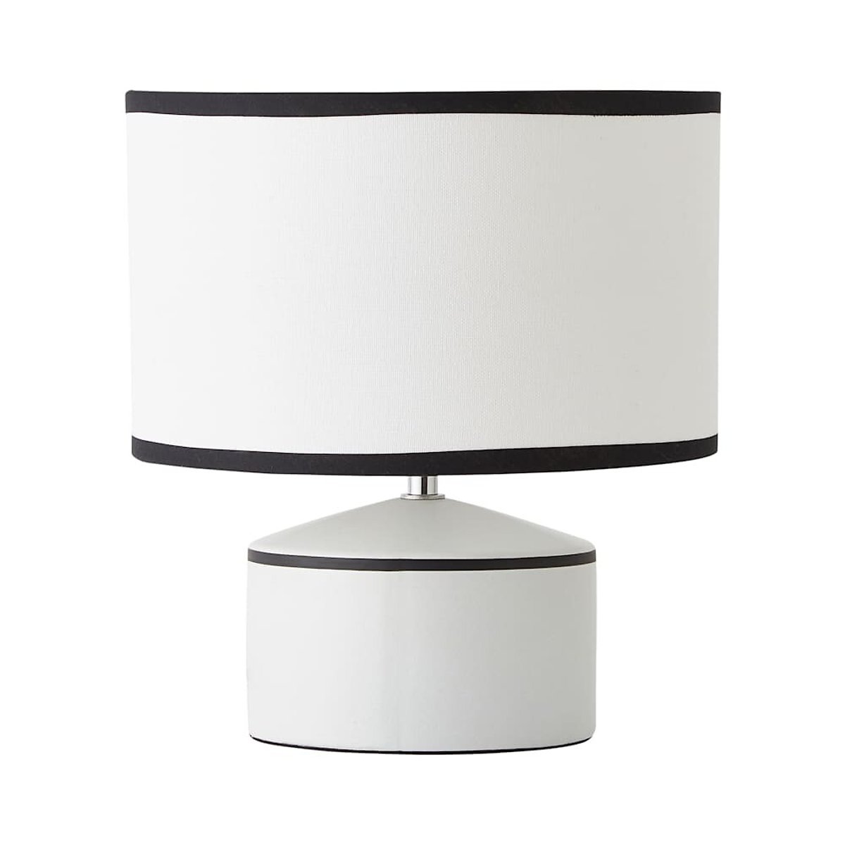 Jaime Ceramic Table Lamp with Black Trim Shade white, ÉDITÉ