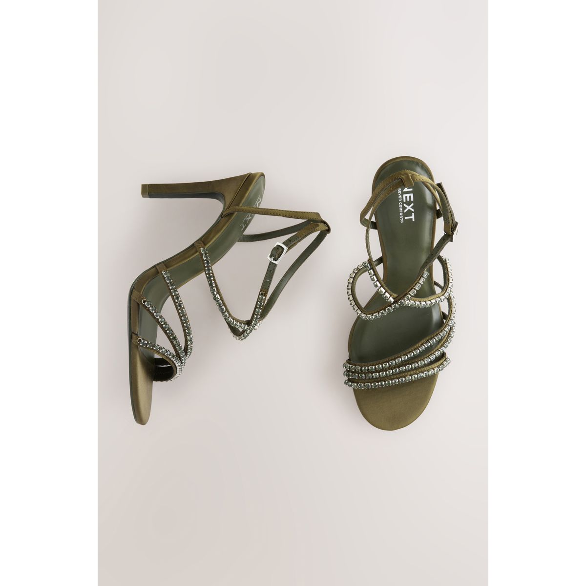 Sandales à brides et pierres vert kaki, NEXT