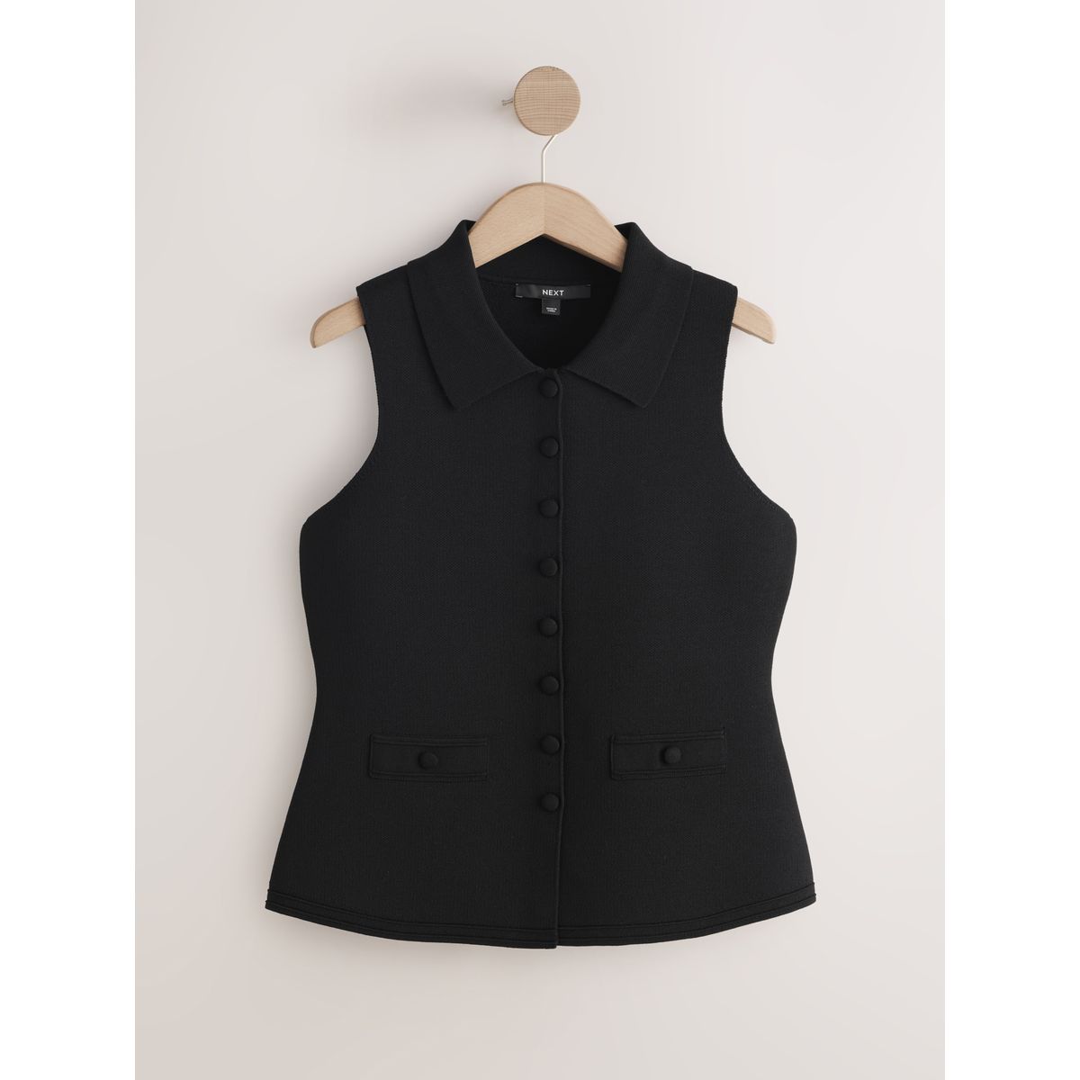 Gilet de costume boutonné en maille noir, NEXT