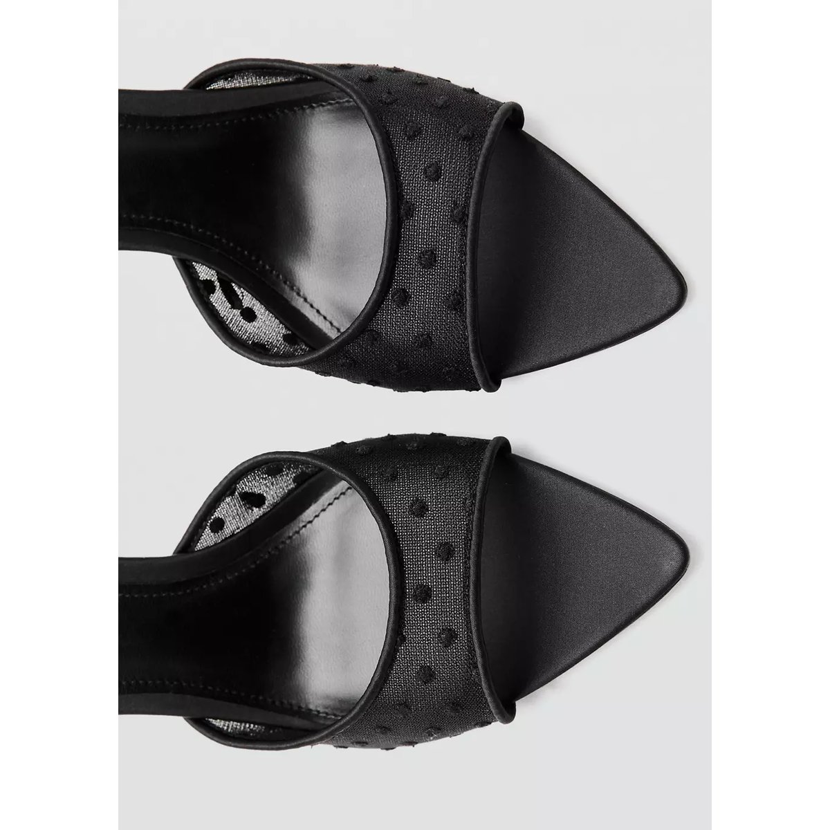 Sandales en mesh à talon noir, MANGO
