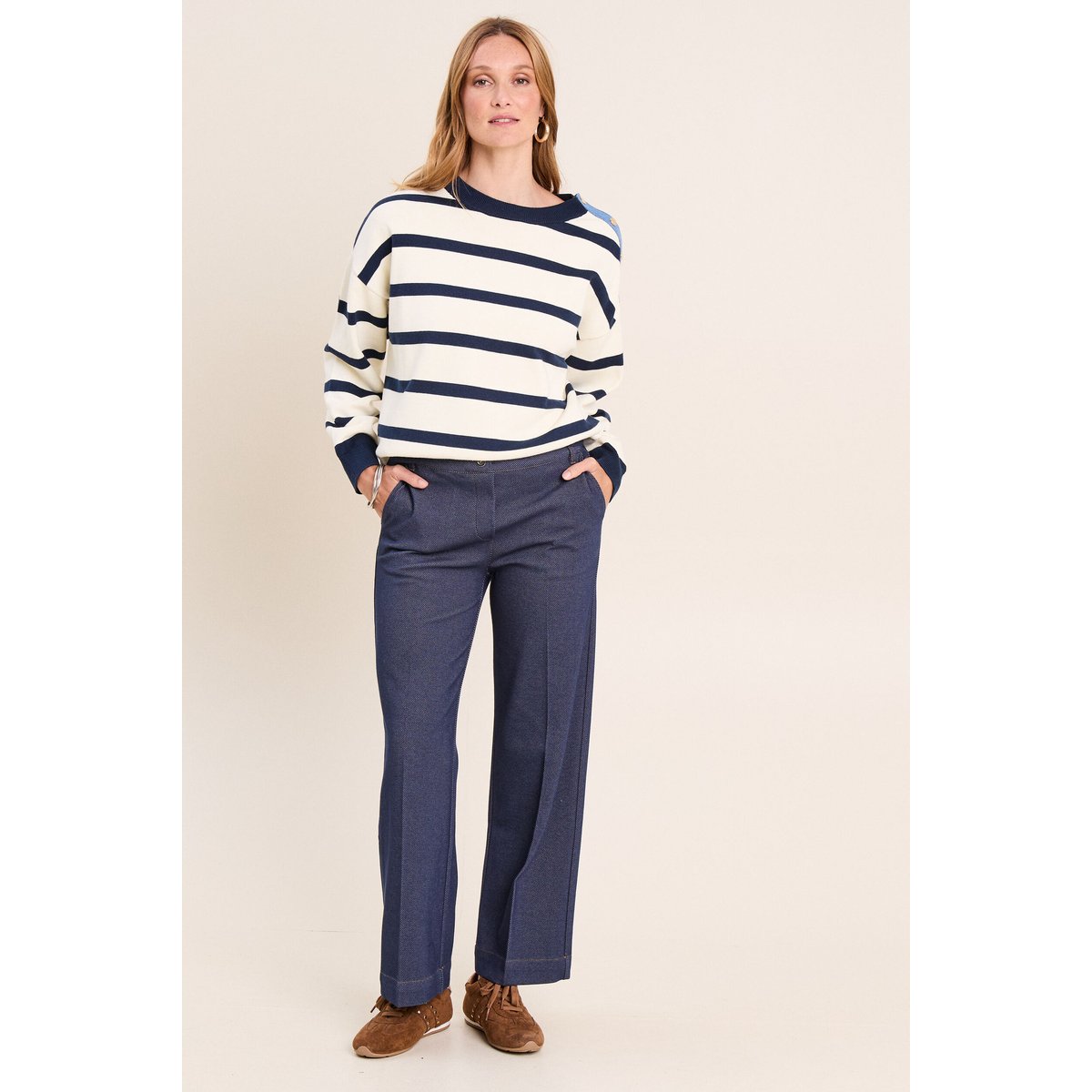 Pull col rond manches longues bleu, BREAL