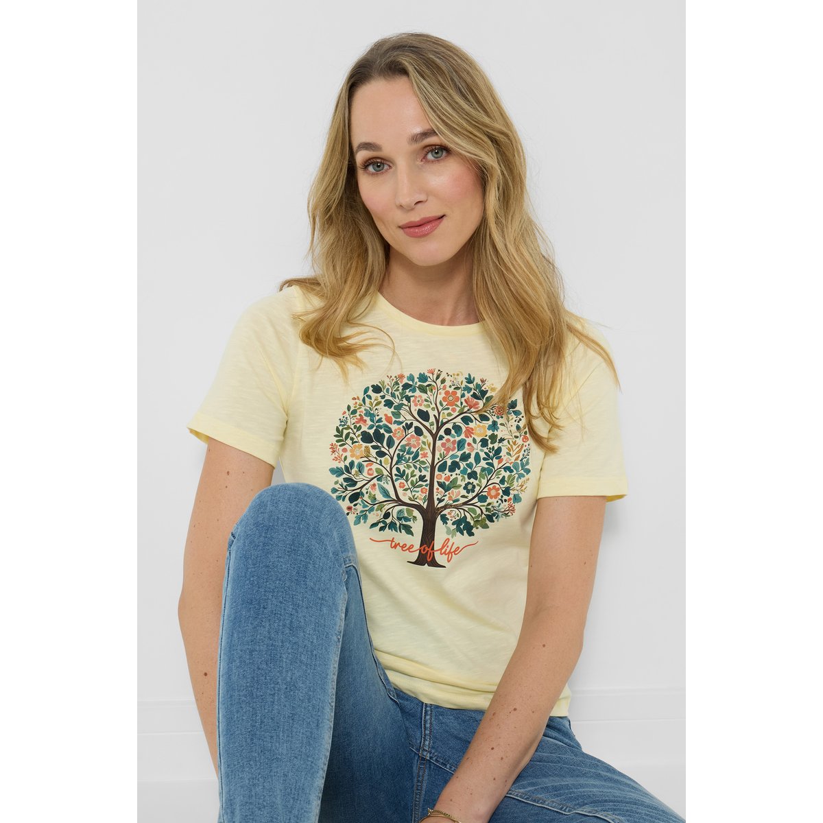 T-shirt à motif arbre floral jaune, JOE BROWNS