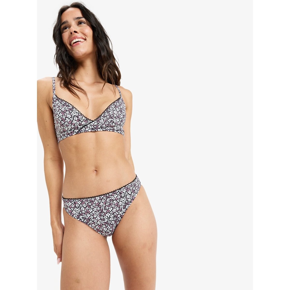 Bikini Bottoms Into The Sun print/charcoal background, ROXY