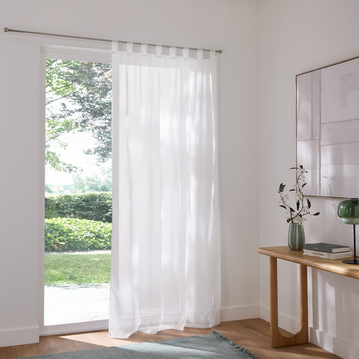Glasgordijn met lussen, Limpo wit, SO'HOME