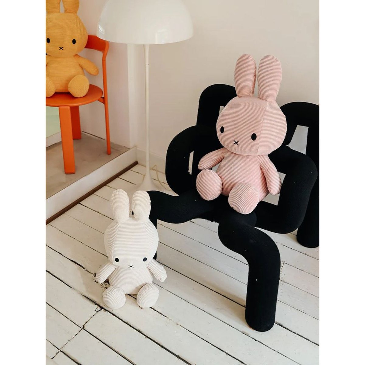 Peluche lapin Miffy velours côtelé éco 50 cm blanc, BON TON TOYS