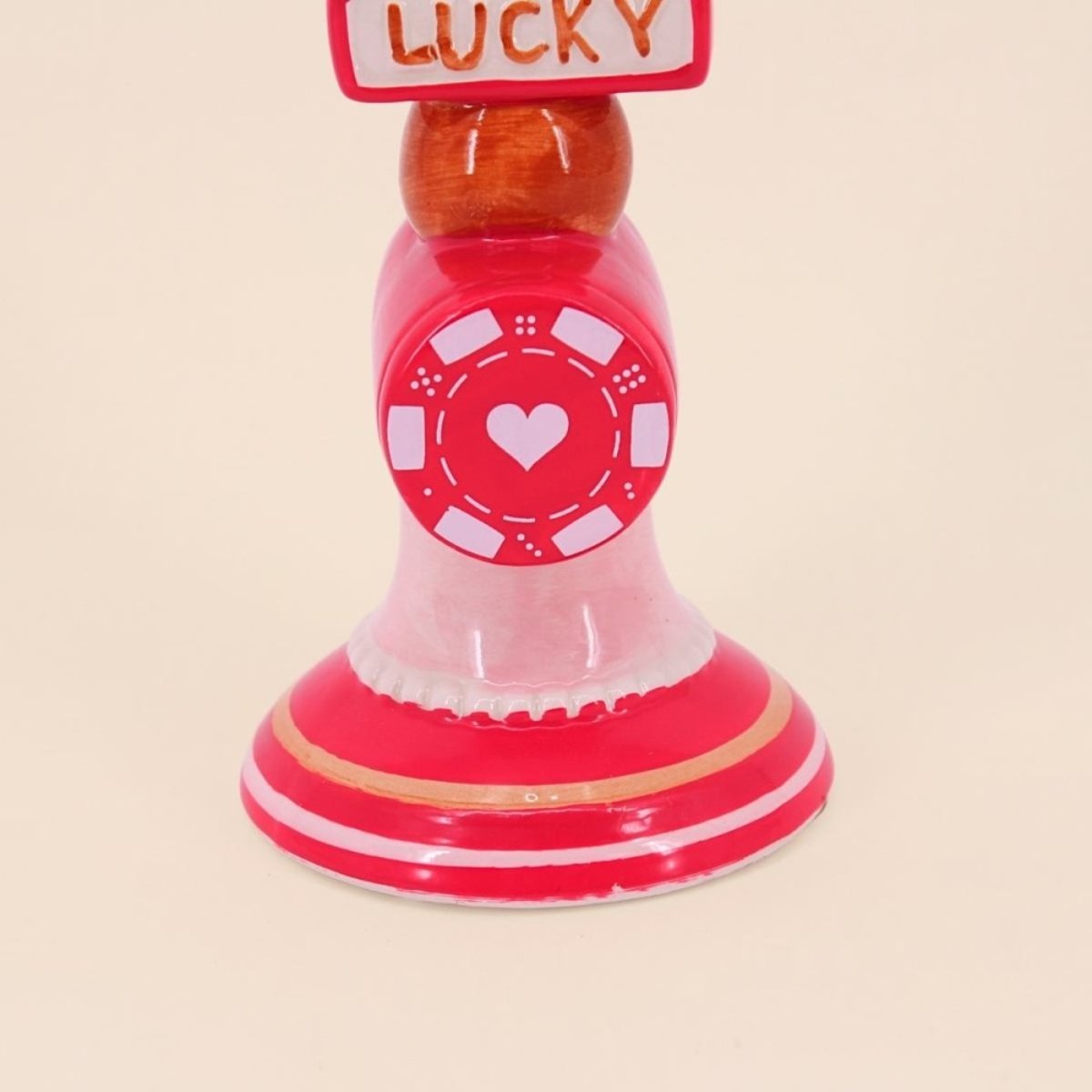 Bougeoir Lucky en dolomite 20cm rouge, KERSTEN