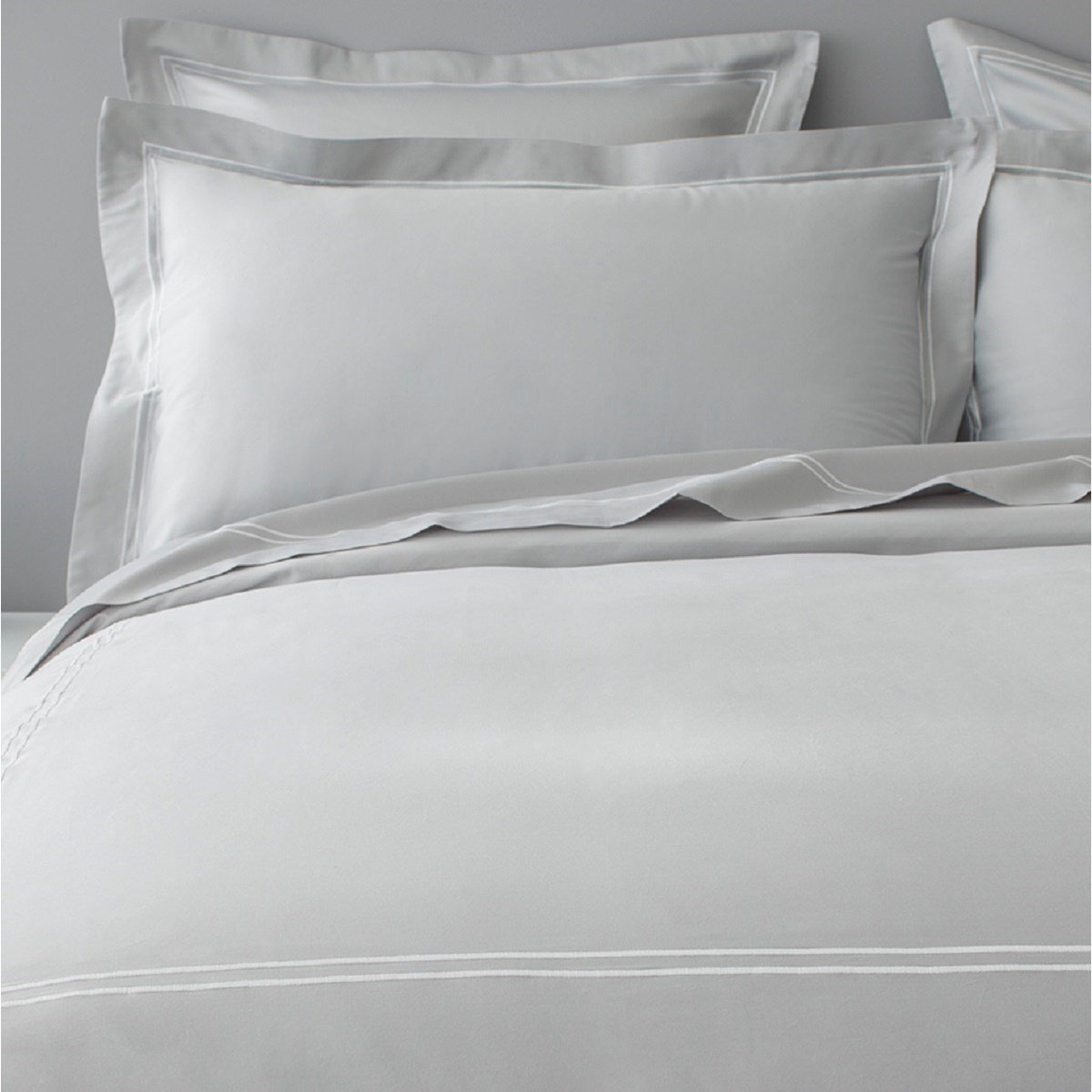 Drap plat satin de coton égyptien RADIEUSE gris clair, MPC MAISON