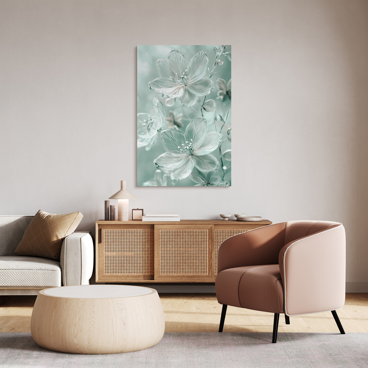 Tableau Sur Toile Abstraction Florale Subtile CHARME ROMANTIQUE tableaux sur toile-blanc, CEANOTHE