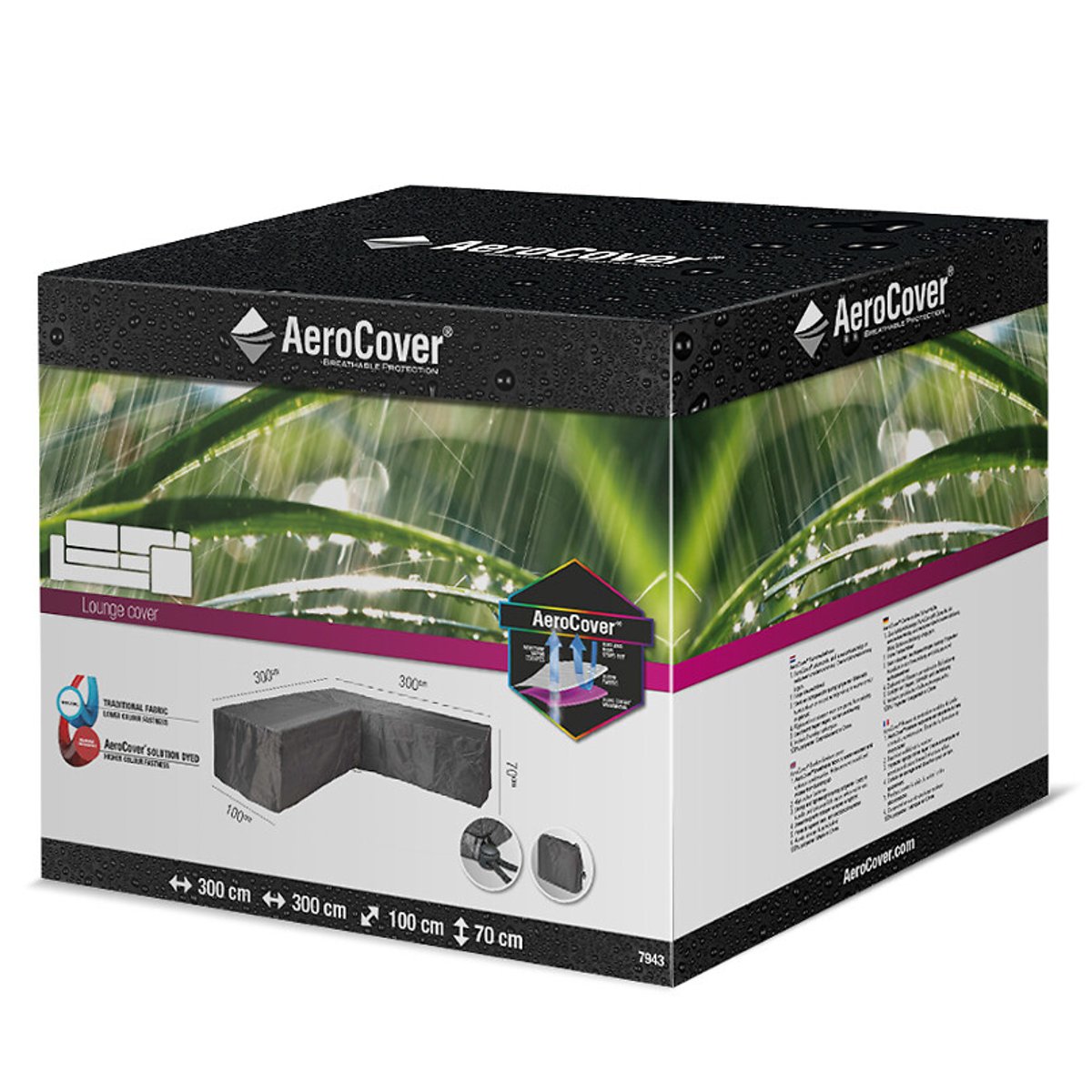 Garden L-Shape Lounge Set Cover 300x300x100x70cm grey, AEROCOVER