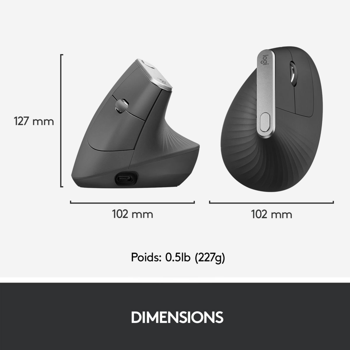 Souris sans fil MX Vertical noir, LOGITECH