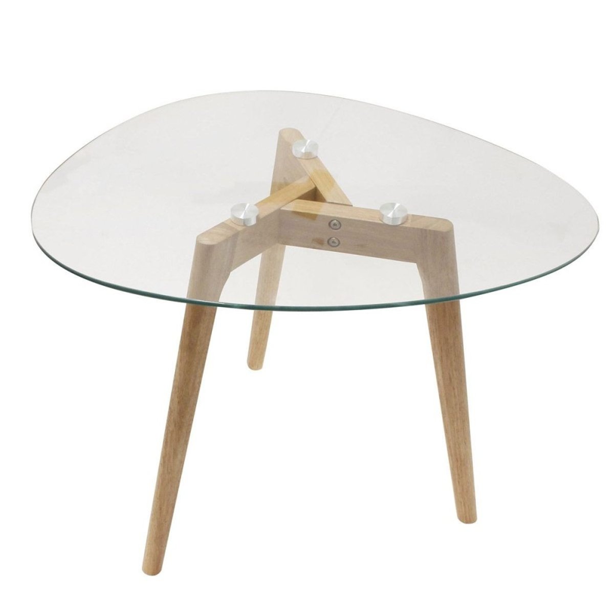 Ensemble de 2 tables gigognes en verre trempé Galet transparent, DECORATIE