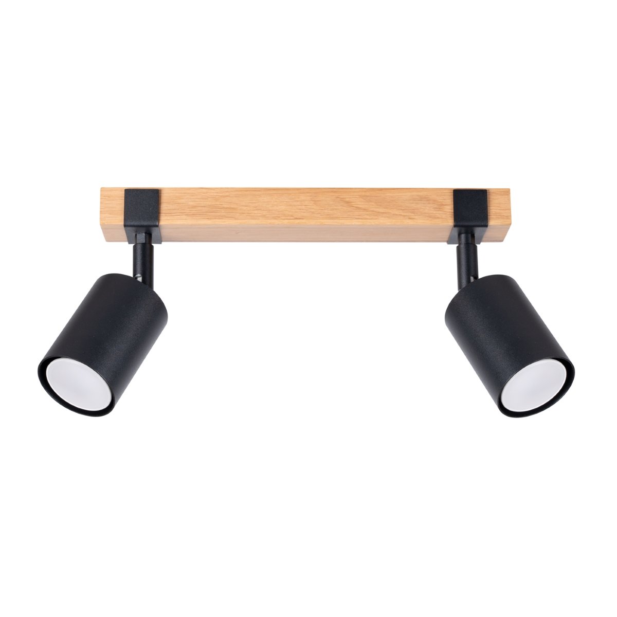 Plafonnier Acier Noir/Bois Naturel GU10 2 Fager noir, EDEN