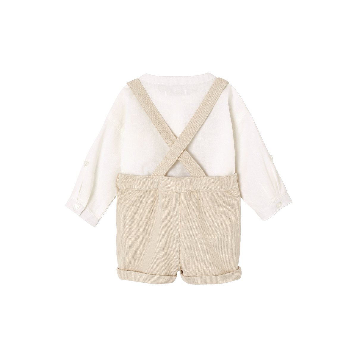 Ensemble bébé chemise et short cérémonie beige, VERTBAUDET