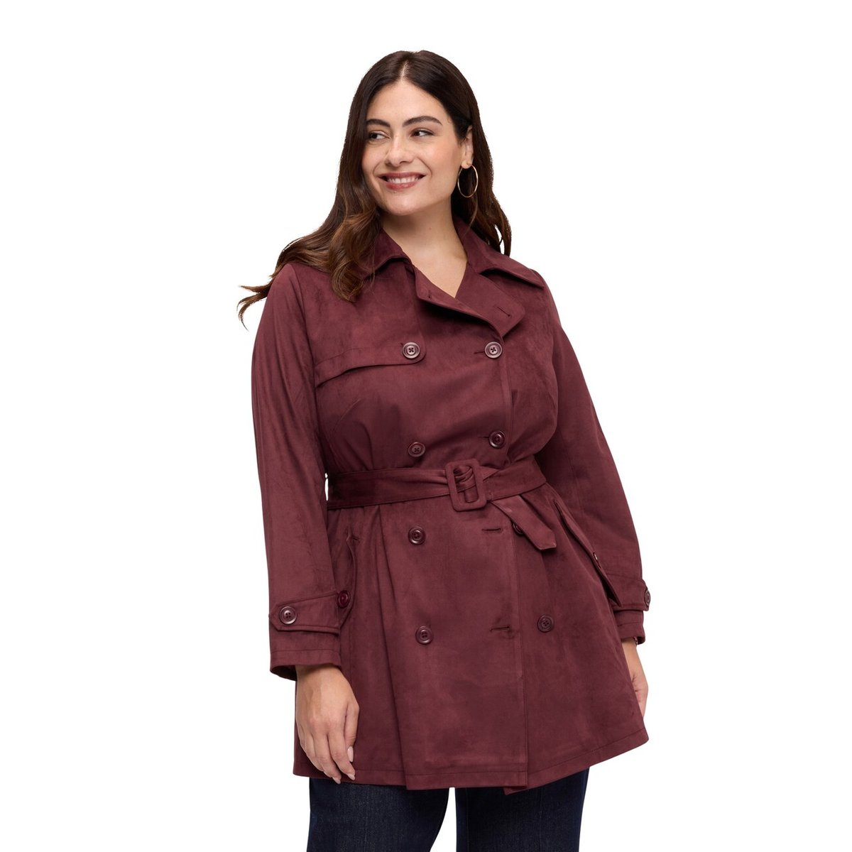 Trench-coat croisé burgundy, FIORELLA RUBINO