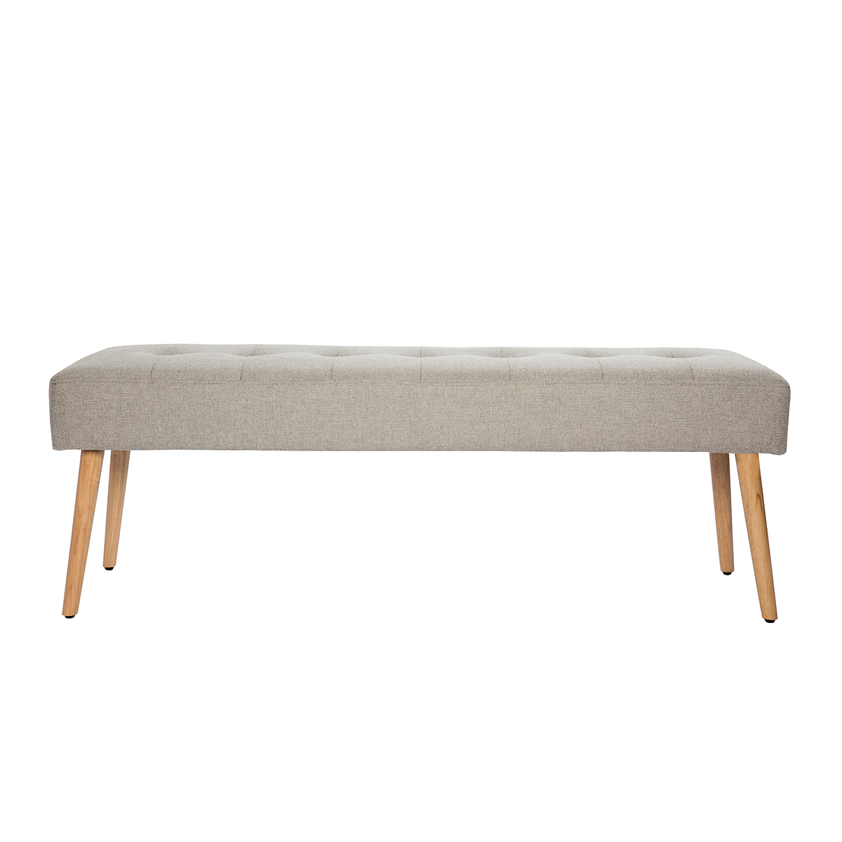 Banc scandinave capitonné en tissu effet velours texturé gris clair et bois clair L130 cm GUESTA gris clair, MILIBOO