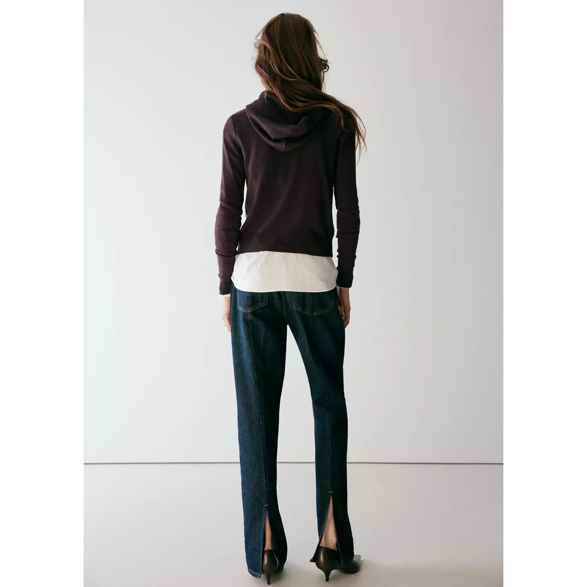 Cardigan maille fine capuche marron, MANGO