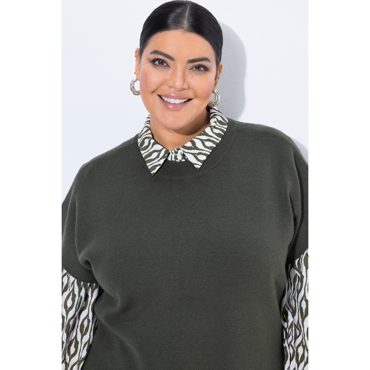 Pull sans manches, coupe oversize kaki foncé, ULLA POPKEN