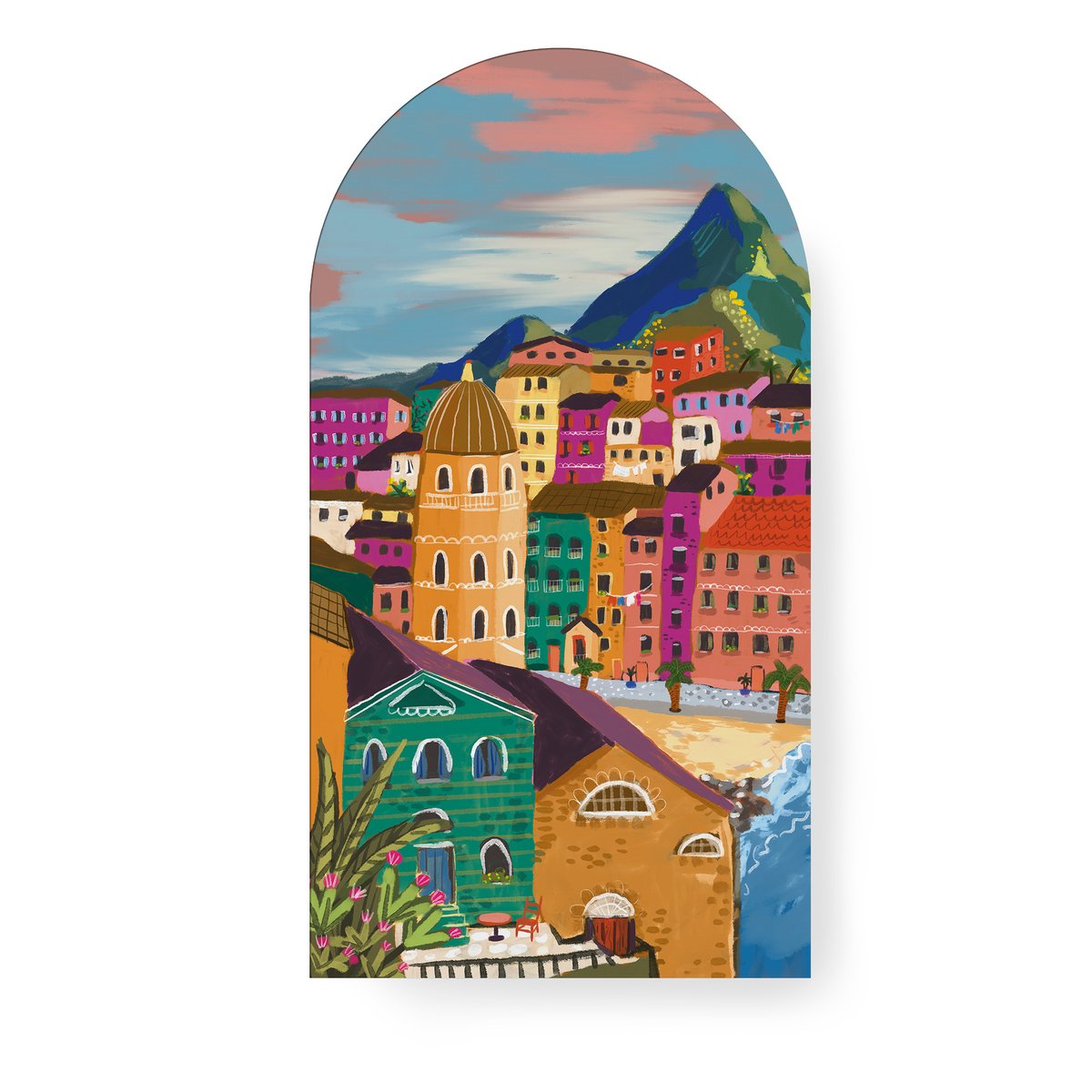 Toile Arche Village Isola Bella multicolore, ART FOR THE HOME
