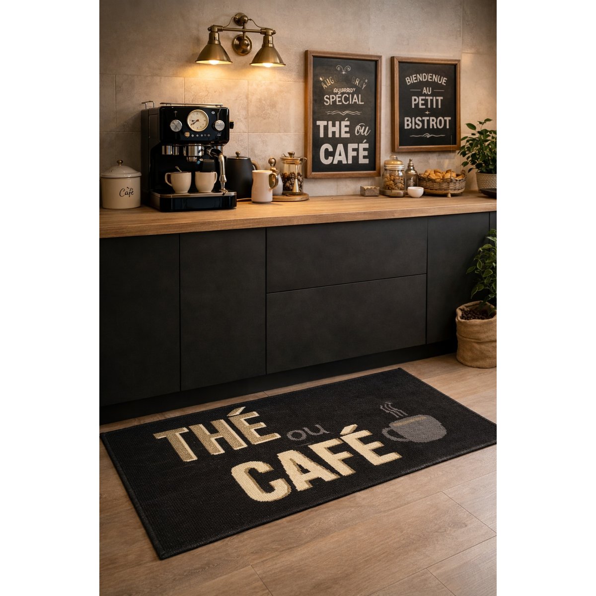 Tapis de cuisine Petit Déjeuner noir, EDEN