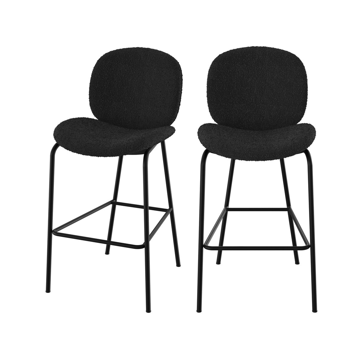 Lot de 2 chaises pour îlot central en tissu bouclé 63,5 cm - IRIS noir, MAISON PAVANE