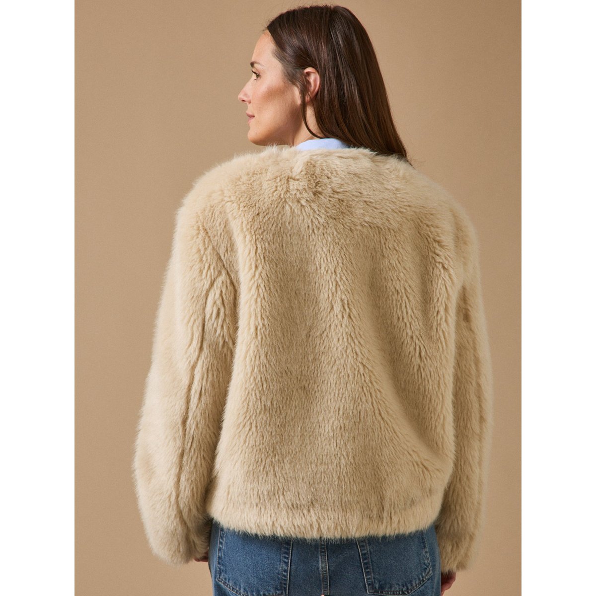 Manteau imitation fourrure ecru, CYRILLUS